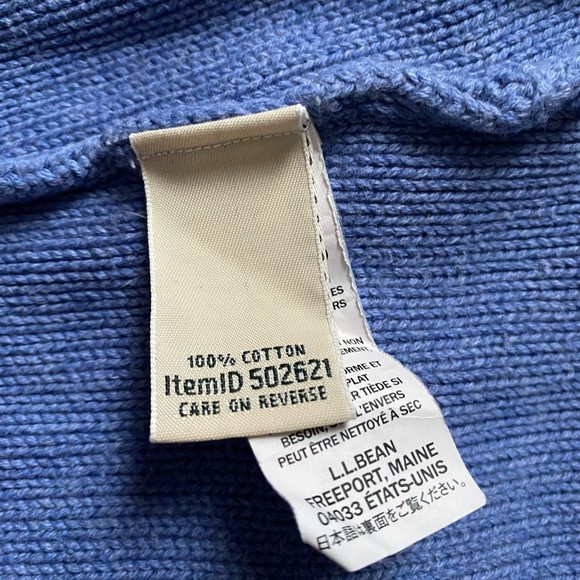 LL BEAN | Women’s Cotton Fisherman Cable Knit Turtleneck Sweater in Blue Size L - Picture 7 of 9